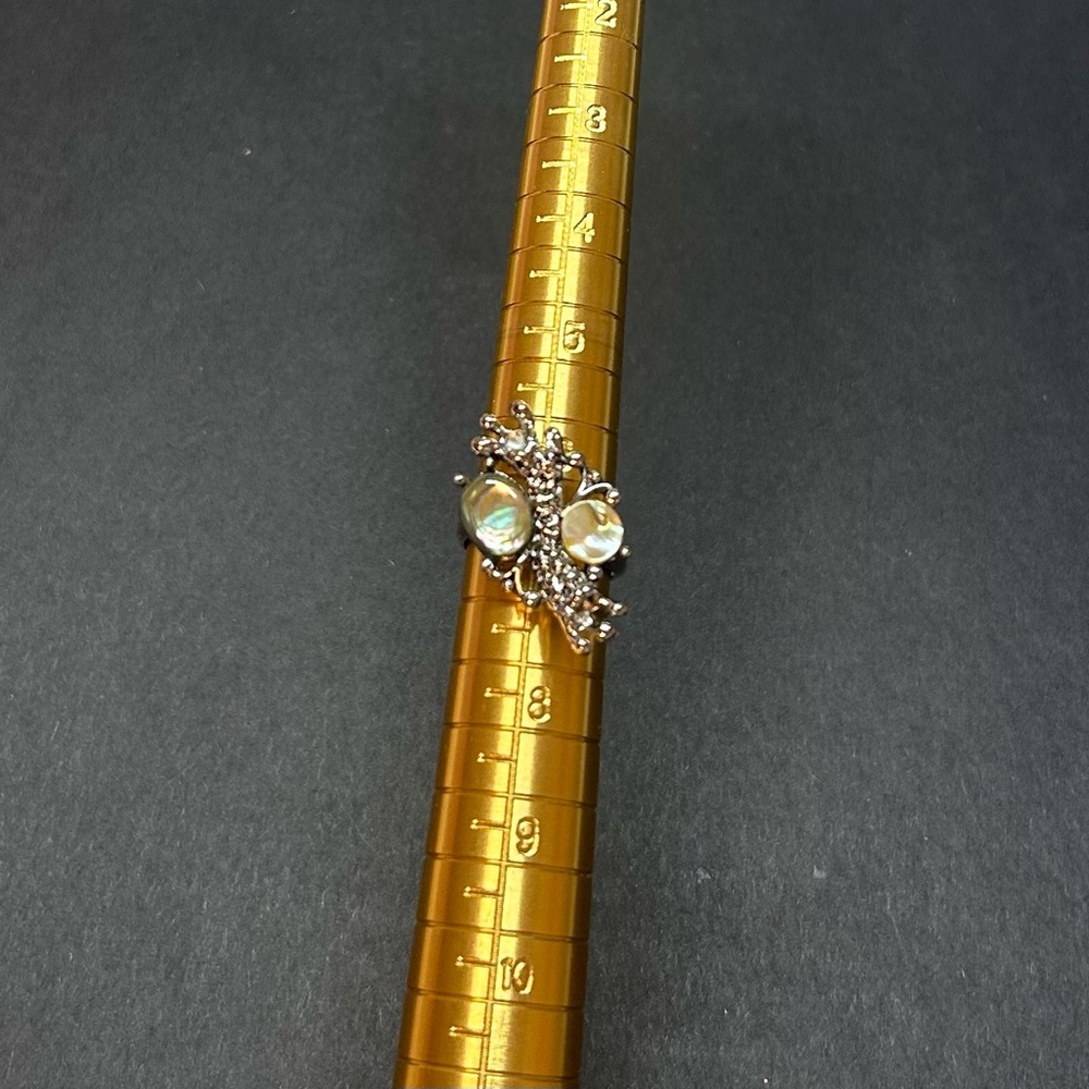 Silvertone & Abalone Adjustable Ring - image 4